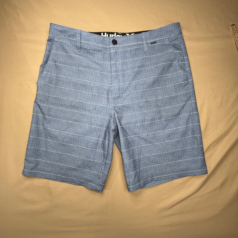 Hurley Mens Hybrid Walk Shorts Blue Pinstripe Size 34 Boardshorts Chino Style
